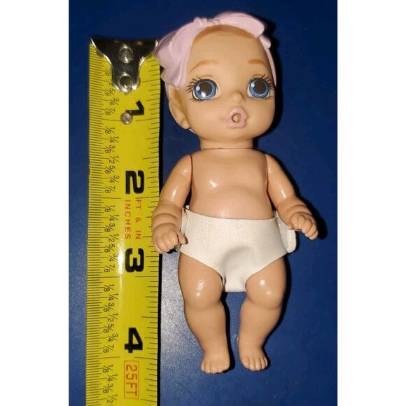 4 Inch Zapf Creations Baby Surprise Pink Bow Blue Eyes Diaper Collectible - Picture 7 of 10